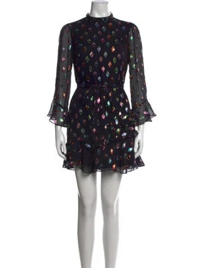 Pre-owned Saloni Silk Mini Dress In Black/metallic