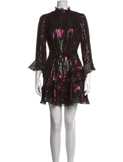 Pre-owned Saloni Silk Mini Dress In Black/metallic