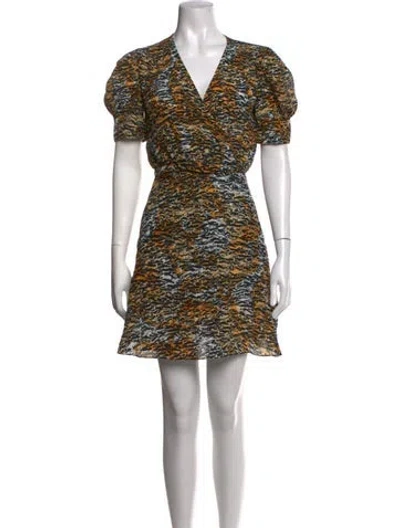 Pre-owned Saloni Silk Mini Dress In Black/orange
