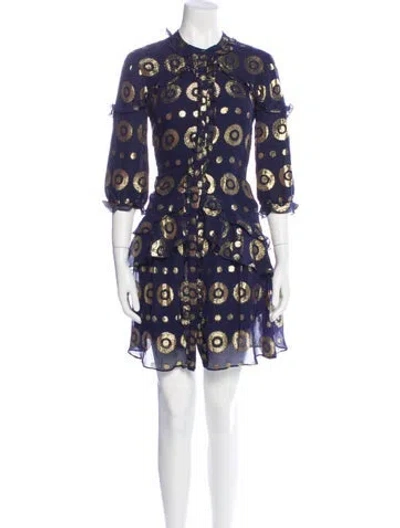 Pre-owned Saloni Silk Mini Dress In Blue