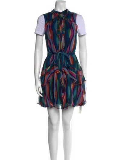 Pre-owned Saloni Silk Mini Dress In Blue