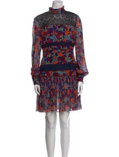 Pre-owned Saloni Silk Mini Dress In Blue