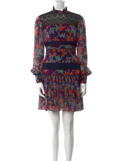 Pre-owned Saloni Silk Mini Dress In Blue