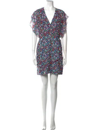 Pre-owned Saloni Silk Mini Dress In Blue