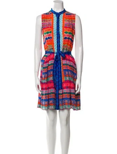 Pre-owned Saloni Silk Mini Dress In Blue