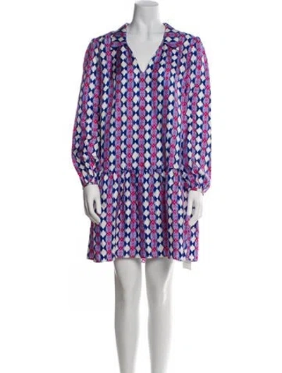 Pre-owned Saloni Silk Mini Dress In Blue