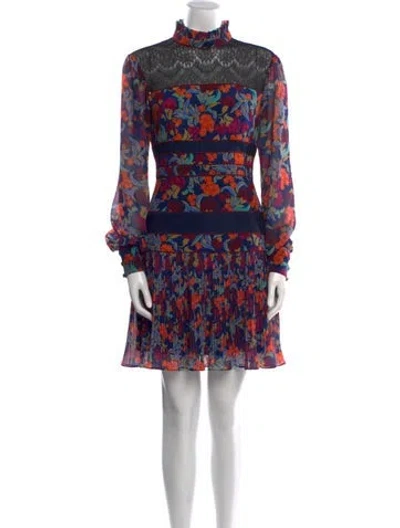Pre-owned Saloni Silk Mini Dress In Blue