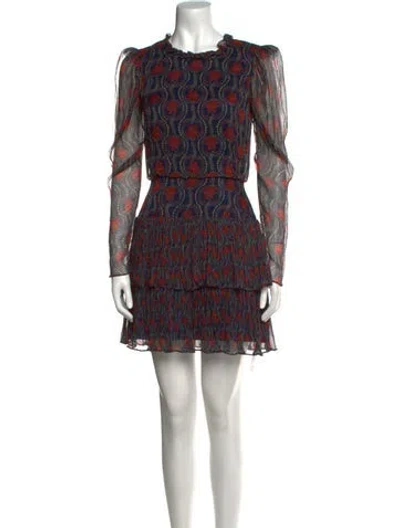 Pre-owned Saloni Silk Mini Dress In Blue