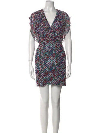 Pre-owned Saloni Silk Mini Dress In Blue