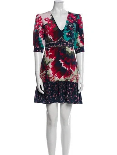 Pre-owned Saloni Silk Mini Dress In Blue