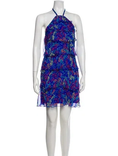 Pre-owned Saloni Silk Mini Dress In Blue