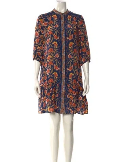 Pre-owned Saloni Silk Mini Dress In Blue