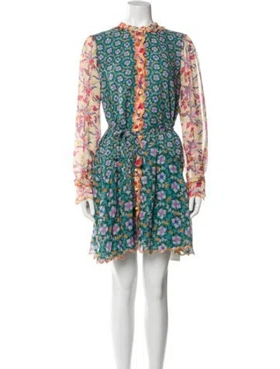 Pre-owned Saloni Silk Mini Dress In Blue