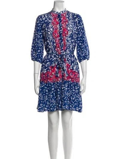 Pre-owned Saloni Silk Mini Dress In Blue