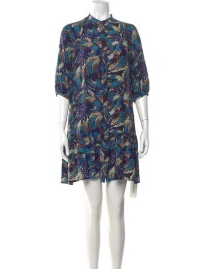 Pre-owned Saloni Silk Mini Dress In Blue