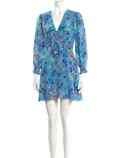 Pre-owned Saloni Silk Mini Dress In Blue