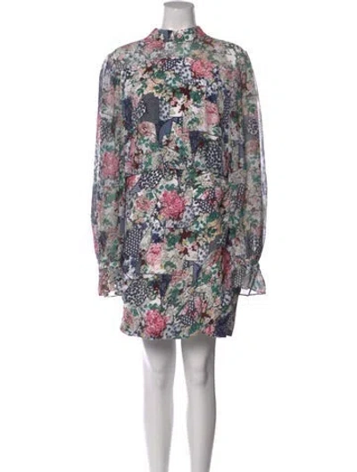 Pre-owned Saloni Silk Mini Dress In Blue