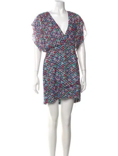 Pre-owned Saloni Silk Mini Dress In Blue
