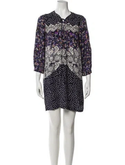 Pre-owned Saloni Silk Mini Dress In Blue