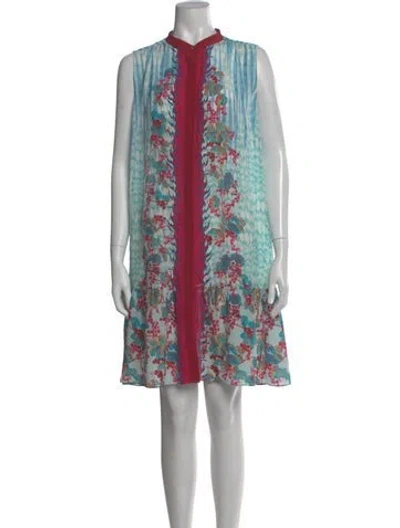 Pre-owned Saloni Silk Mini Dress In Blue