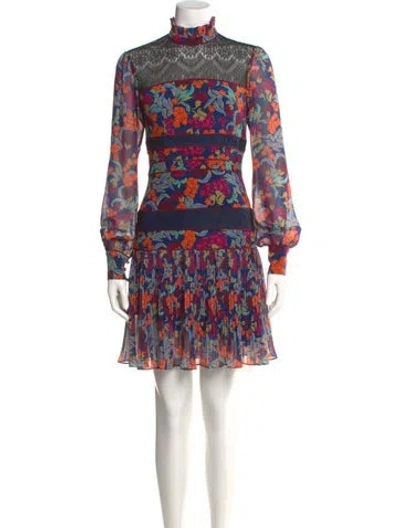 Pre-owned Saloni Silk Mini Dress In Blue