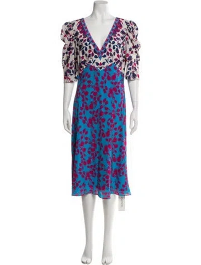 Pre-owned Saloni Silk Mini Dress In Blue