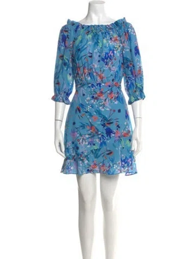 Pre-owned Saloni Silk Mini Dress In Blue