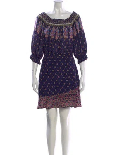 Pre-owned Saloni Silk Mini Dress In Blue