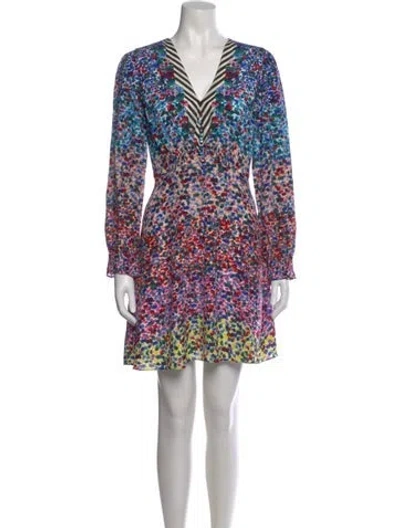Pre-owned Saloni Silk Mini Dress In Blue