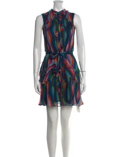 Pre-owned Saloni Silk Mini Dress In Blue