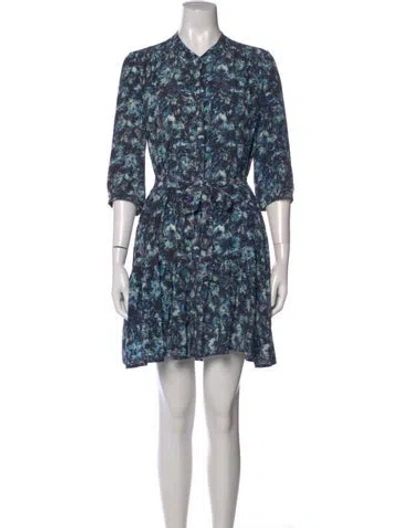 Pre-owned Saloni Silk Mini Dress In Blue