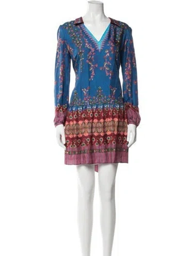 Pre-owned Saloni Silk Mini Dress In Blue