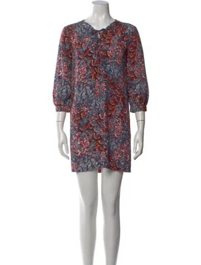 Pre-owned Saloni Silk Mini Dress In Blue