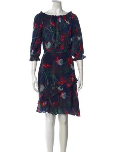 Pre-owned Saloni Silk Mini Dress In Blue