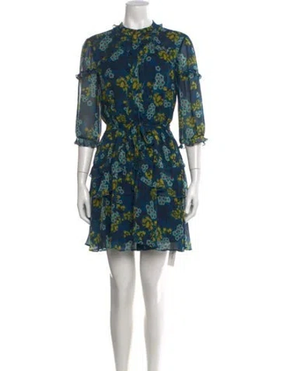 Pre-owned Saloni Silk Mini Dress In Blue