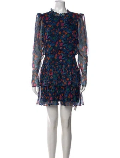 Pre-owned Saloni Silk Mini Dress In Blue