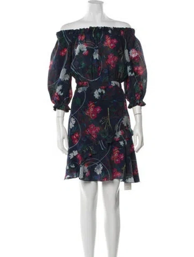 Pre-owned Saloni Silk Mini Dress In Blue