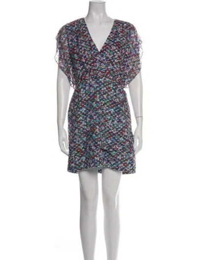 Pre-owned Saloni Silk Mini Dress In Blue