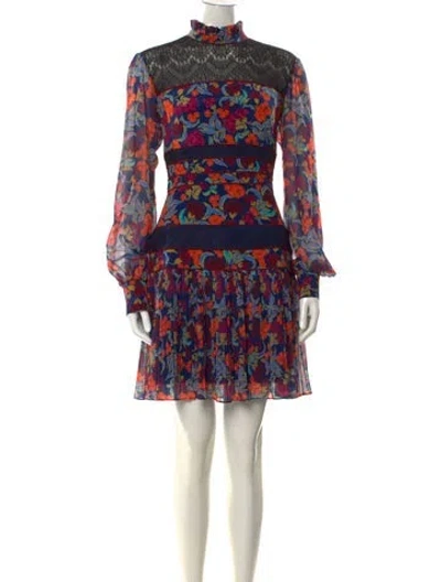 Pre-owned Saloni Silk Mini Dress In Blue