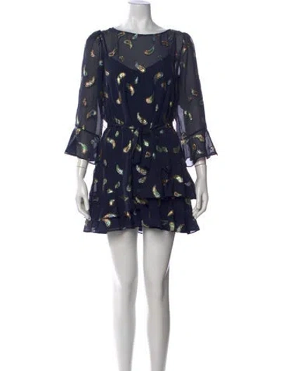 Pre-owned Saloni Silk Mini Dress In Blue
