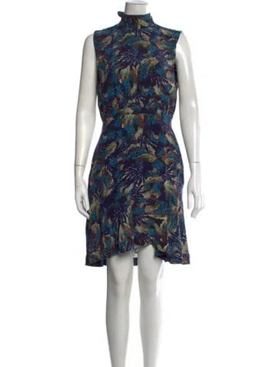 Pre-owned Saloni Silk Mini Dress In Blue