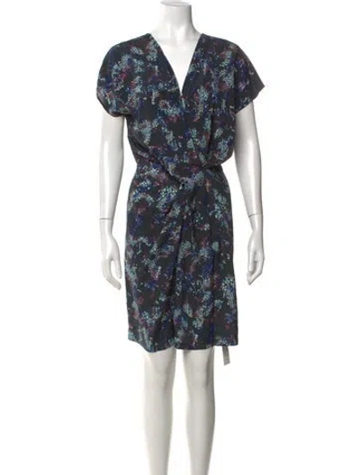 Pre-owned Saloni Silk Mini Dress In Blue
