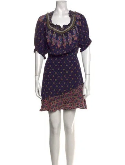 Pre-owned Saloni Silk Mini Dress In Blue
