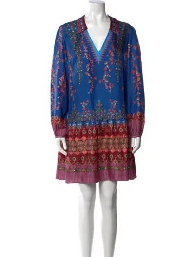 Pre-owned Saloni Silk Mini Dress In Blue