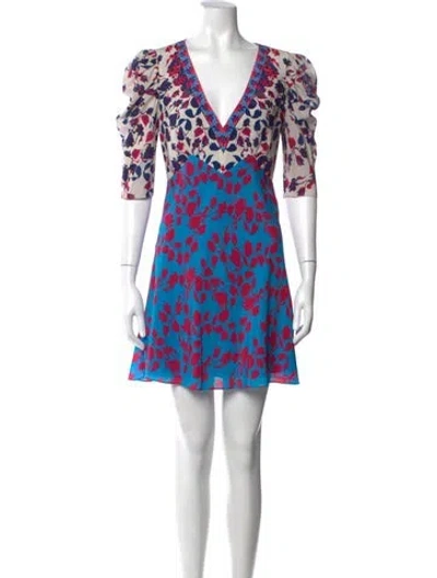Pre-owned Saloni Silk Mini Dress In Blue