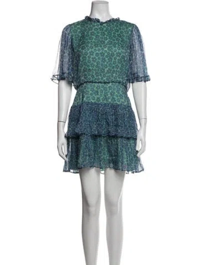 Pre-owned Saloni Silk Mini Dress In Blue
