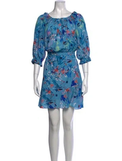 Pre-owned Saloni Silk Mini Dress In Blue