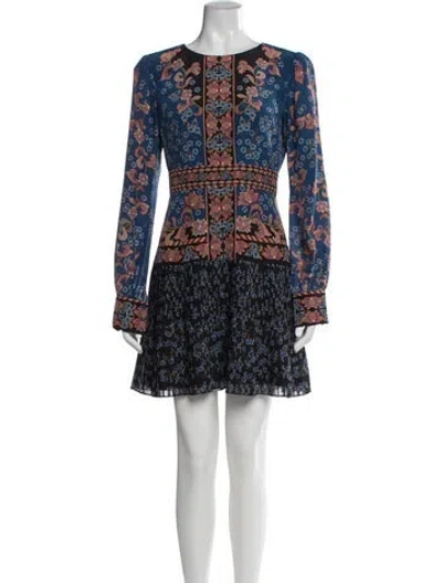 Pre-owned Saloni Silk Mini Dress In Blue