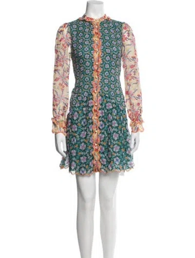 Pre-owned Saloni Silk Mini Dress In Blue