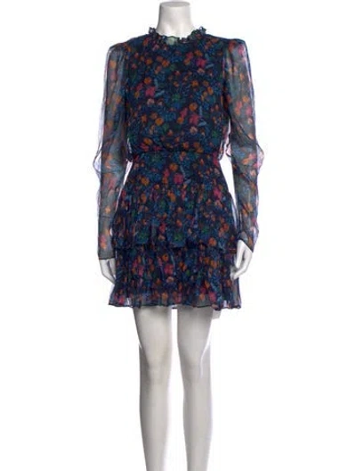 Pre-owned Saloni Silk Mini Dress In Blue
